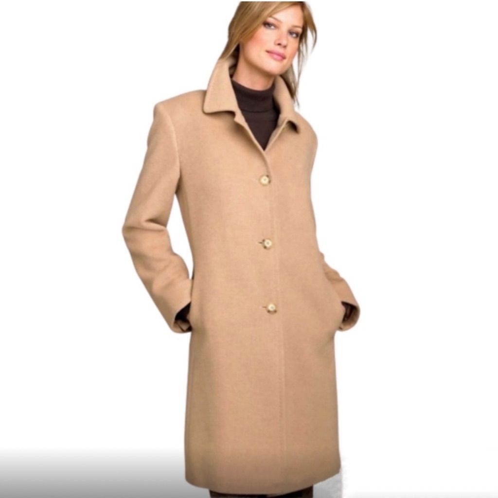 Larry Levine Wool Camel Hair Walking Coat Size 14p